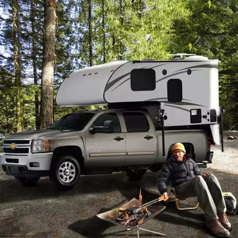 Truck Camper Unit Slide‑in Pop‑top Pickup Camper Large Interior Space Easy Load Unload For Off‑Grid Camping Pickup