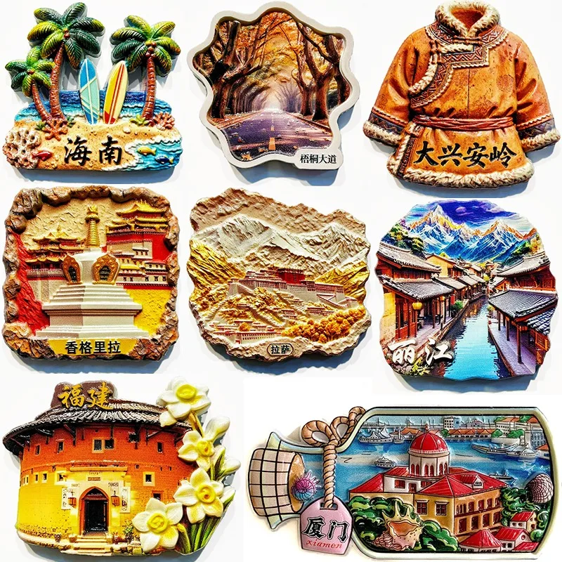 China Lhasa Shangri La Nanjing Gulangyu Fridge Magnets Message Board Decorative Travel Souvenir Refrigerator Sticker Home Decor