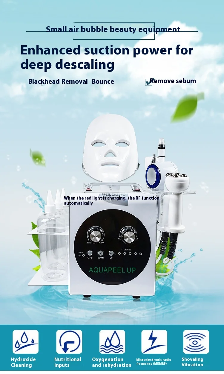 YTYINUltra-Micro 9-in-1 kleine bel schoonheidsinstrument Gezichtsporiereiniging Mee-eter verwijderen Hine Zuurstof Jet EU / US Plug Salo