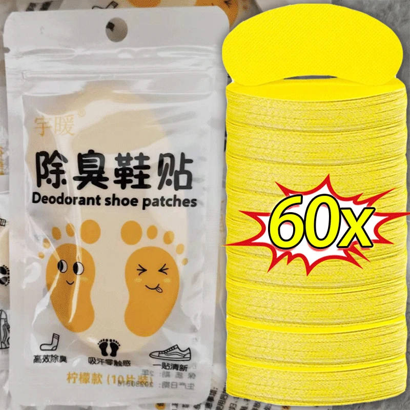 60/12pcs Shoes Deodorant Sweat-Absorbing Sticker Deodorant Foot Odor Deodorant Sneaker Smell Fresh Insole Sterilization Sticker