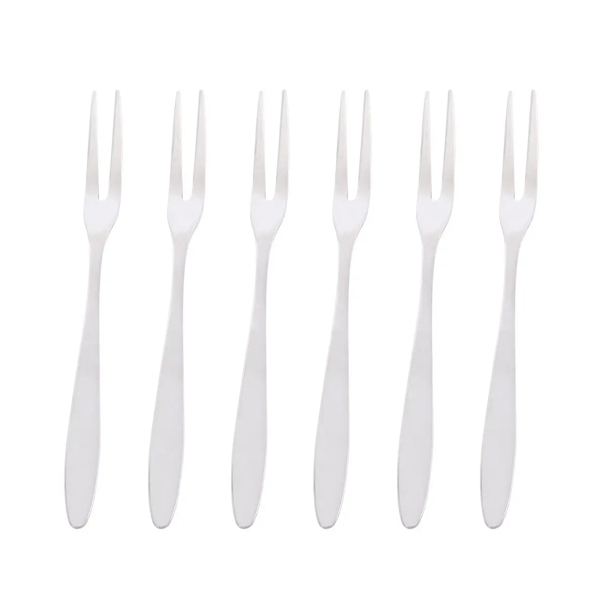 12Pcs Fruit Forks Stainless Steel Small Dessert Forks Two Prong Party Picks Reusable for Hotel Bar Ktv Fruit Picks for Party