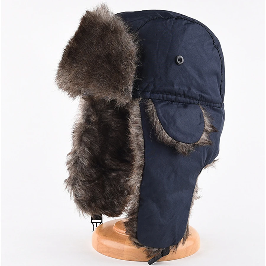 Men's Bomber Hats Winter Trapper Aviator Trooper Earflap Warm Russian Hats Outdoor Waterproof Ear Protectors Ski Hat