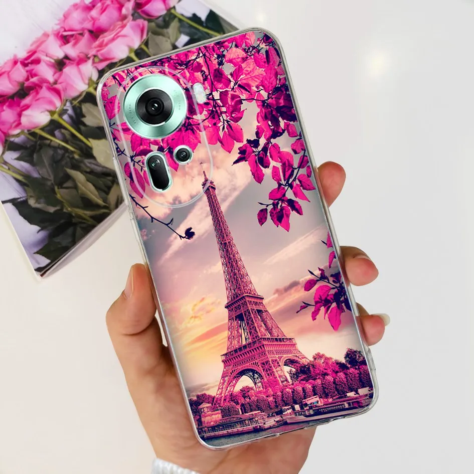 For OPPO Reno 11 2024 Case New Fashion Flower Transparent Silicone Soft Cover For OPPO Reno11 CPH2599 Funda Reno 11 Pro 5G Coque