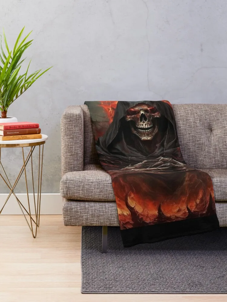 Grim Reaper Death Metal Art Throw Blanket Luxury Brand Cute Plush cosplay anime Blankets