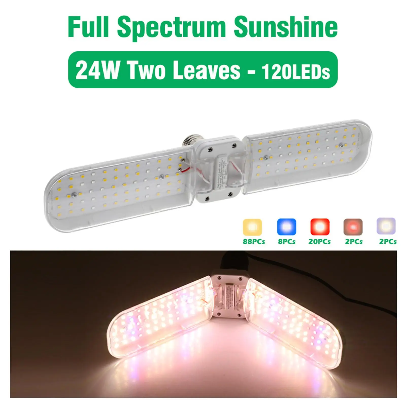 Foldable LED Grow Light Full Spectrum E27 for Plant Vegetables Greenhouse