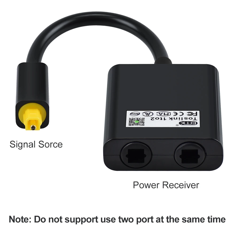 EMK Toslink Splitter 1 in 2 Out Optical Audio Splitter Cable Digital Optical Cable SPDIF Optical Audio Distributor for TV, DVD