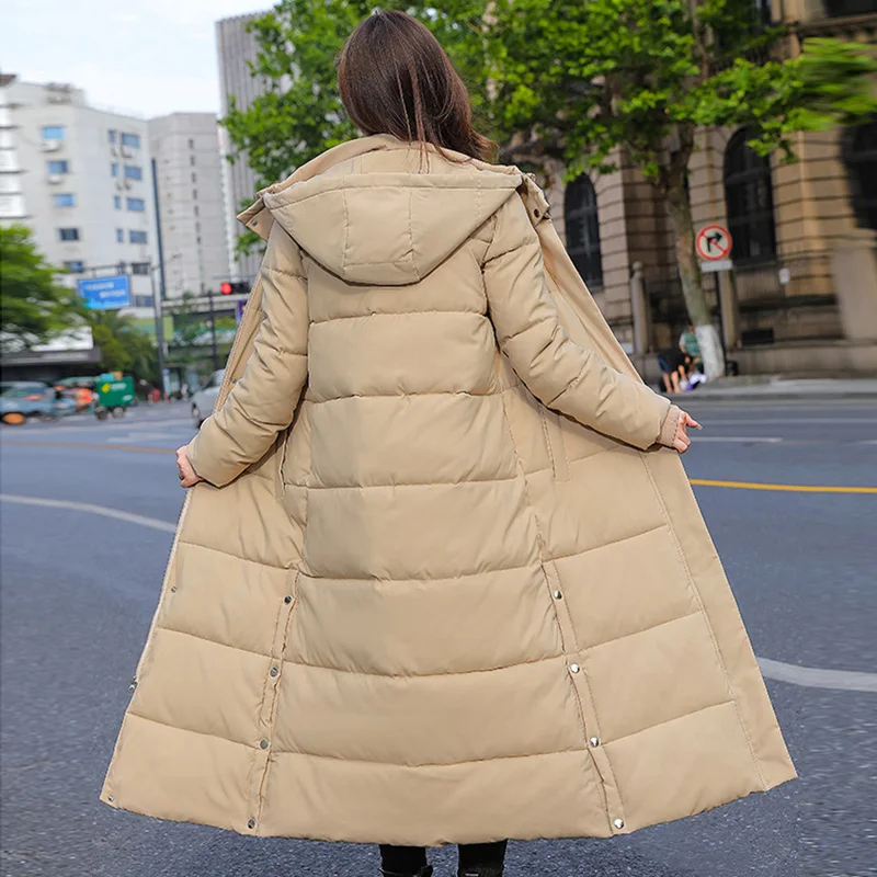 Winter Speciale Nieuwe Stijl Dons Katoenen Jurk Dames Verdikte Koreaanse Versie Van Lange Rode Netto Wind Katoenen Jas Jas Warm En