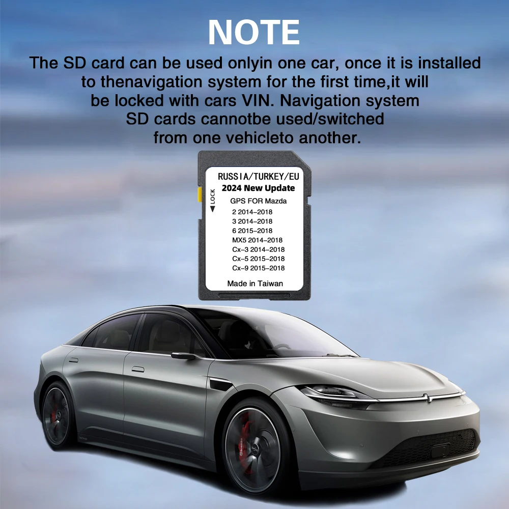 

Work for Mazda CX3 from 2014 to 2021 Car Navigation Map SD Card Cover Europe Iceland Malta Portugal Poland