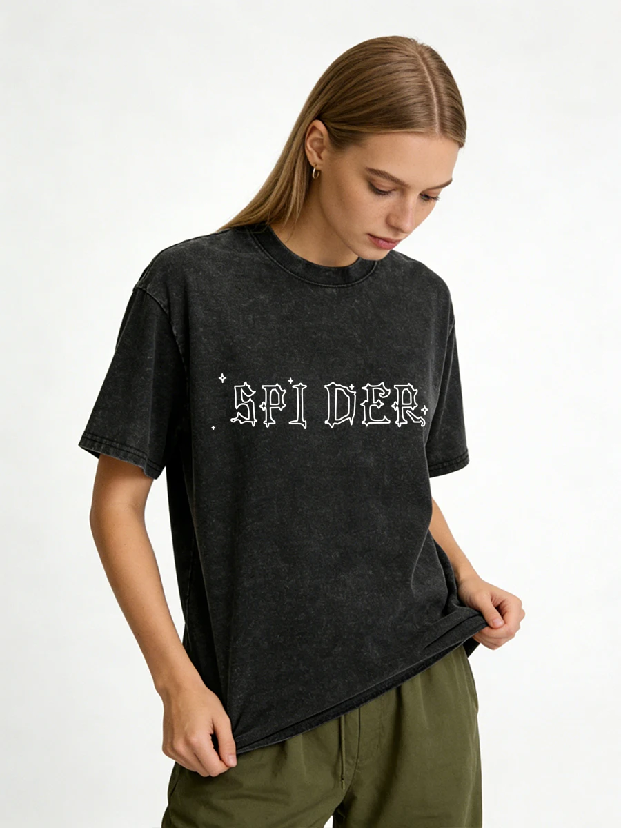 

Washed Vintage SPIDER Graphic T-shirt Men And Women Casual Comfortable Oversized Streetwear Men's Retro Cotton T-Shirts