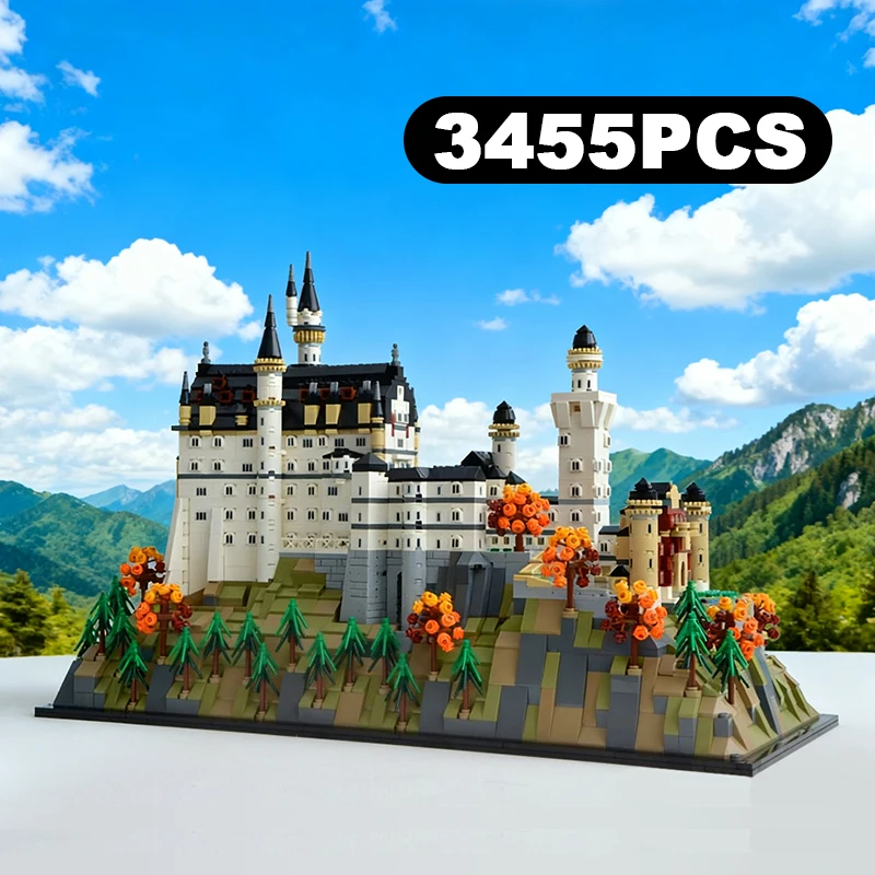 3455 قطعة قلعة نيوشوانشتاين العمارة اللبنات المعماري أطقم منمذجة المشهد الغابات الأوروبية تجميع لعبة الطوب #1