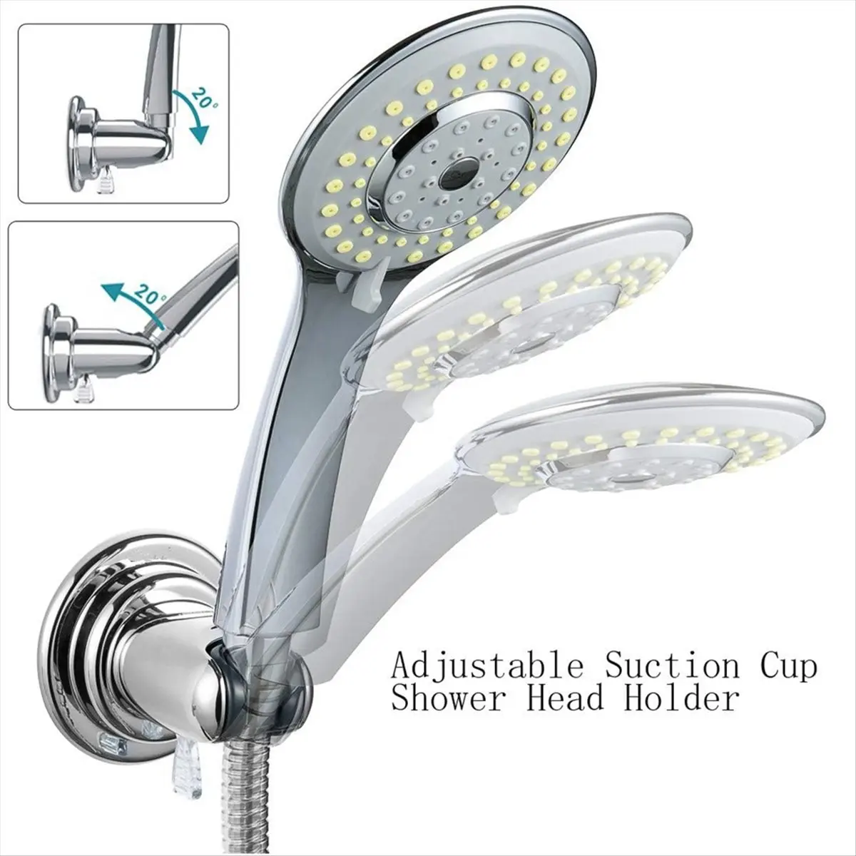 

[AA49] Adjustable Hand Held Shower Head Holder, Suction Cup Mount for Bathroom & Bathtub, No Drilling Required 2PCS