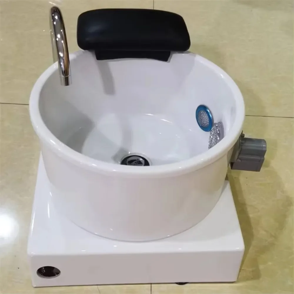 manufacturer beauty salon modern white foot spa massage pedicure bowl LED light sink with platform for sale