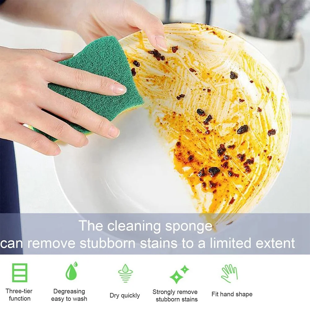 Non-Scratch Cellulose Household Kitchen Sponges, Dishes Sponge 5 Packages ,Multi-Use Dish Scrubber Sponge for Household