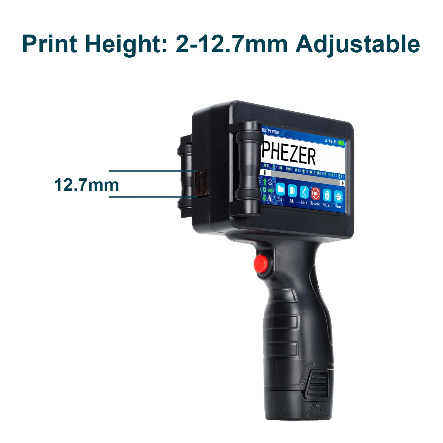 Phezer P17 Label Printer 12.7mm Handheld Inkjet Printer 28 Languages Date Number Expiry Date Logo QR Bar Batch Code Expiry Date