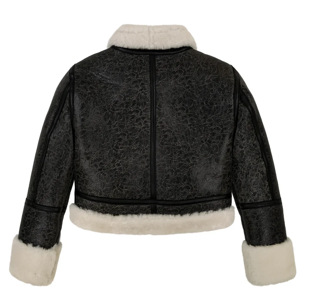 AVIREX nuevo tamaño americano retro europeo piel de cordero mujer cálido casual Shearing B3 bombardero chaqueta de cuero genuino