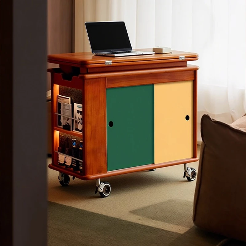 

Creative Art of Middle aged Tea Table Sofa side cabinet mobile folding solid wood журнальный столик living room furniture