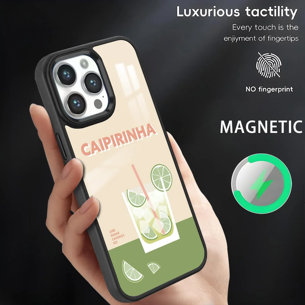 

Caipirinha Cocktail Phone Case For iPhone 16 15 14 13 12 11 Pro Max Plus Mini Magnetic Magsafe Wireless Charging Cover Coque