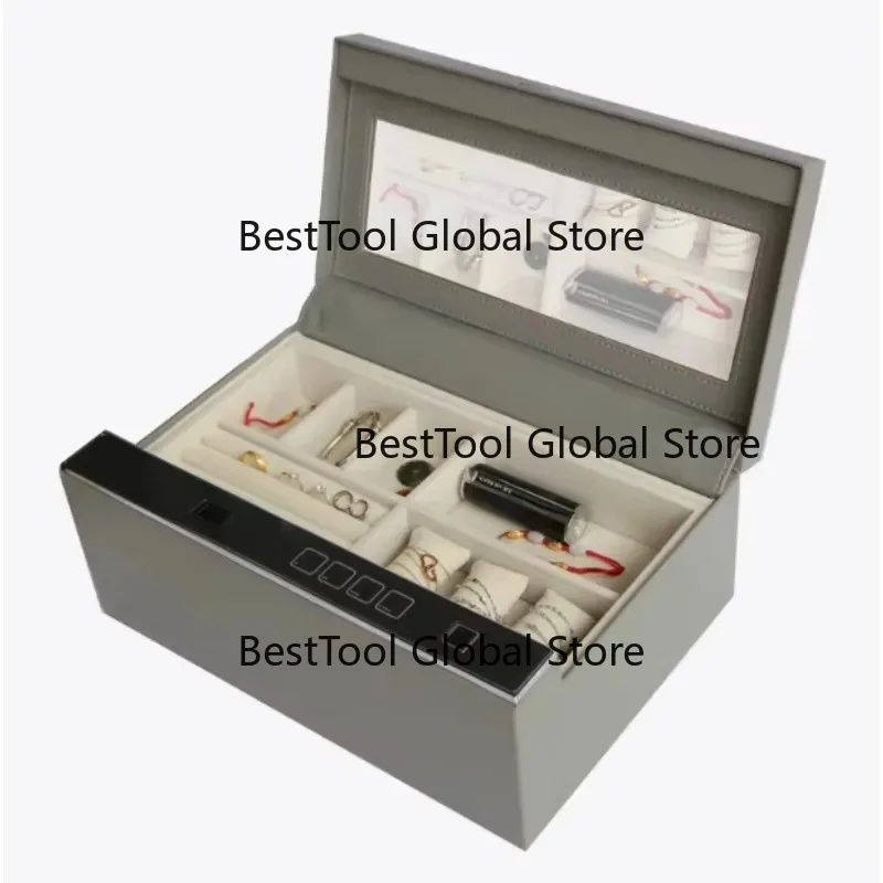 Advanced Jewelry Safe Leather Mini Dressing Table Storage Box for Home Safety Fingerprint Password Access Bracelet Earring Ring