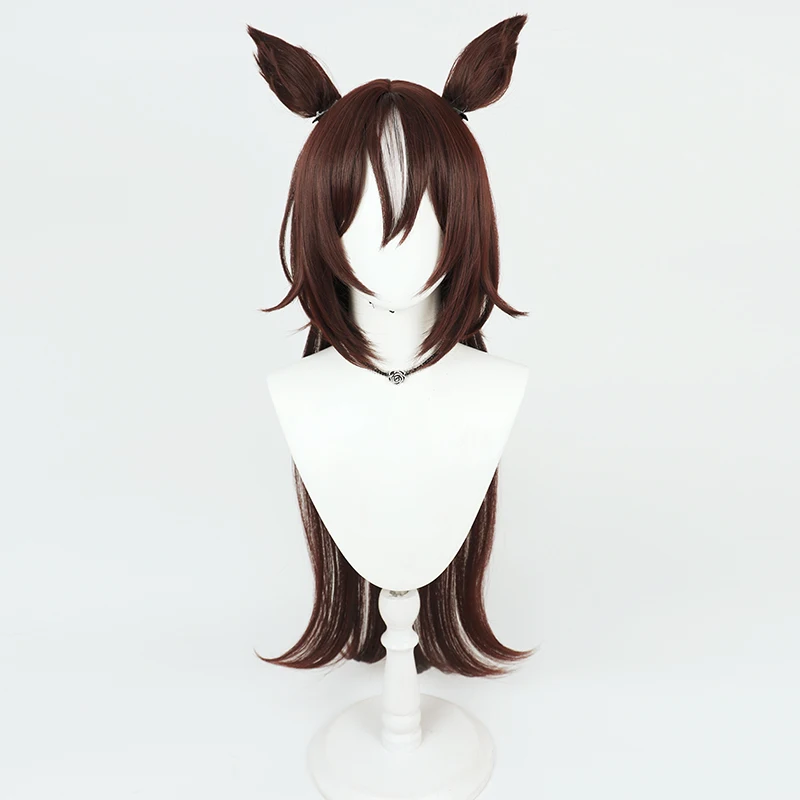 Sirius Symboli Cosplay Wig Umamusume Pretty Derby Brown White Synthetic Hair Heat Resistant Halloween Role Play Party + Wig Cap