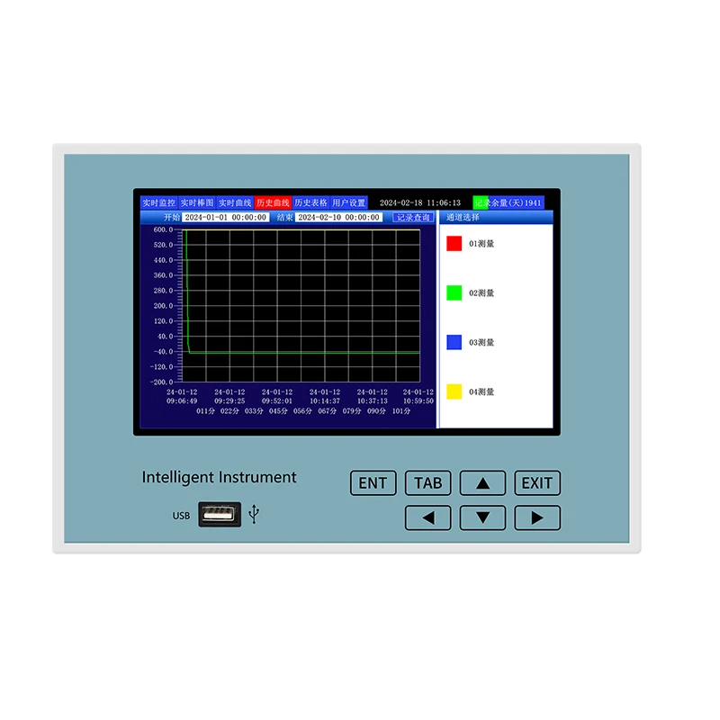 Perekam Tanpa Kertas 7 Inci Pencatat Data Multi Saluran Input Suhu Arus Tegangan 1 Hingga 32 Saluran Opsional