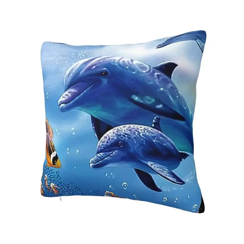 Custom Sea Creature Dolphin Fish Pillow Case 45x45cm Home Decoration Ocean Animal Nordic Cushion Cover Car Pillowcase