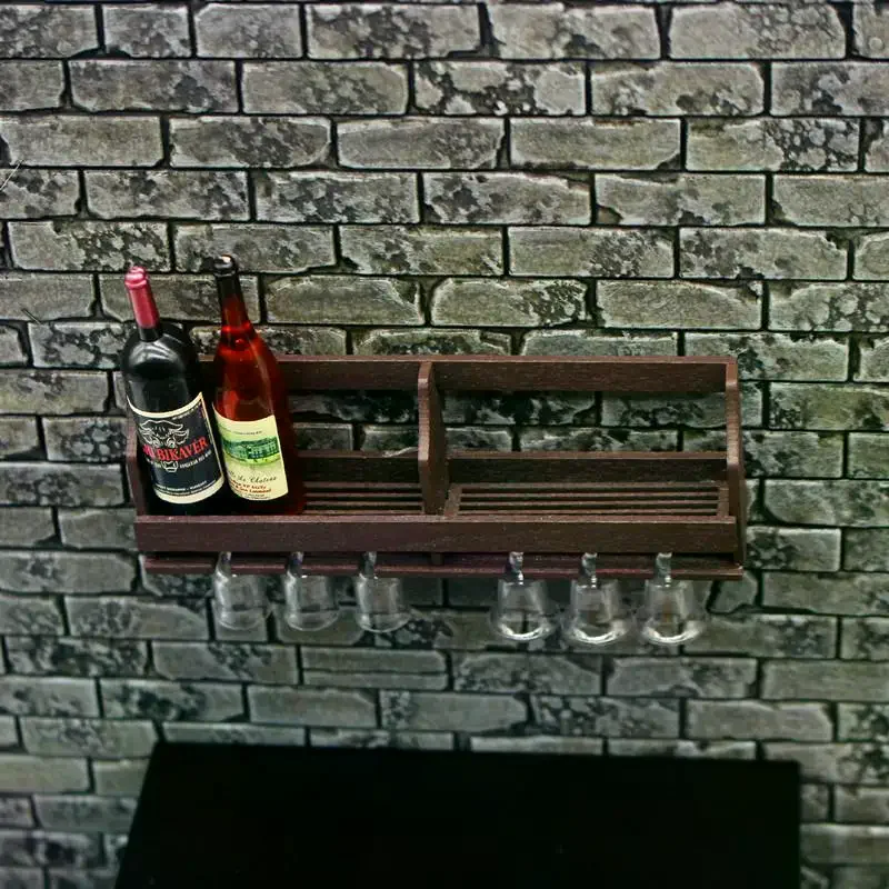 1 مجموعة دمية لعبة محاكاة الحائط النبيذ الرف كأس الرف مصغرة معلقة رف شاشة نموذج اللعب منزل لعبة ديكور طفل هدية #2