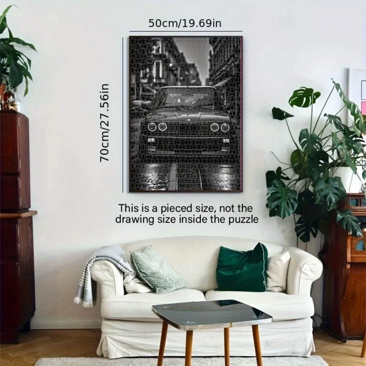 ตัวต่อรถแข่งย้อนยุค 1000 ชิ้น - ตัวต่อ DIY สำหรับผู้ใหญ่แบบไร้กรอบ, งานศิลปะติดผนังรถขาวดำคุณภาพสูง, สำหรับผู้ที่ชื่นชอบรถคลาสสิก