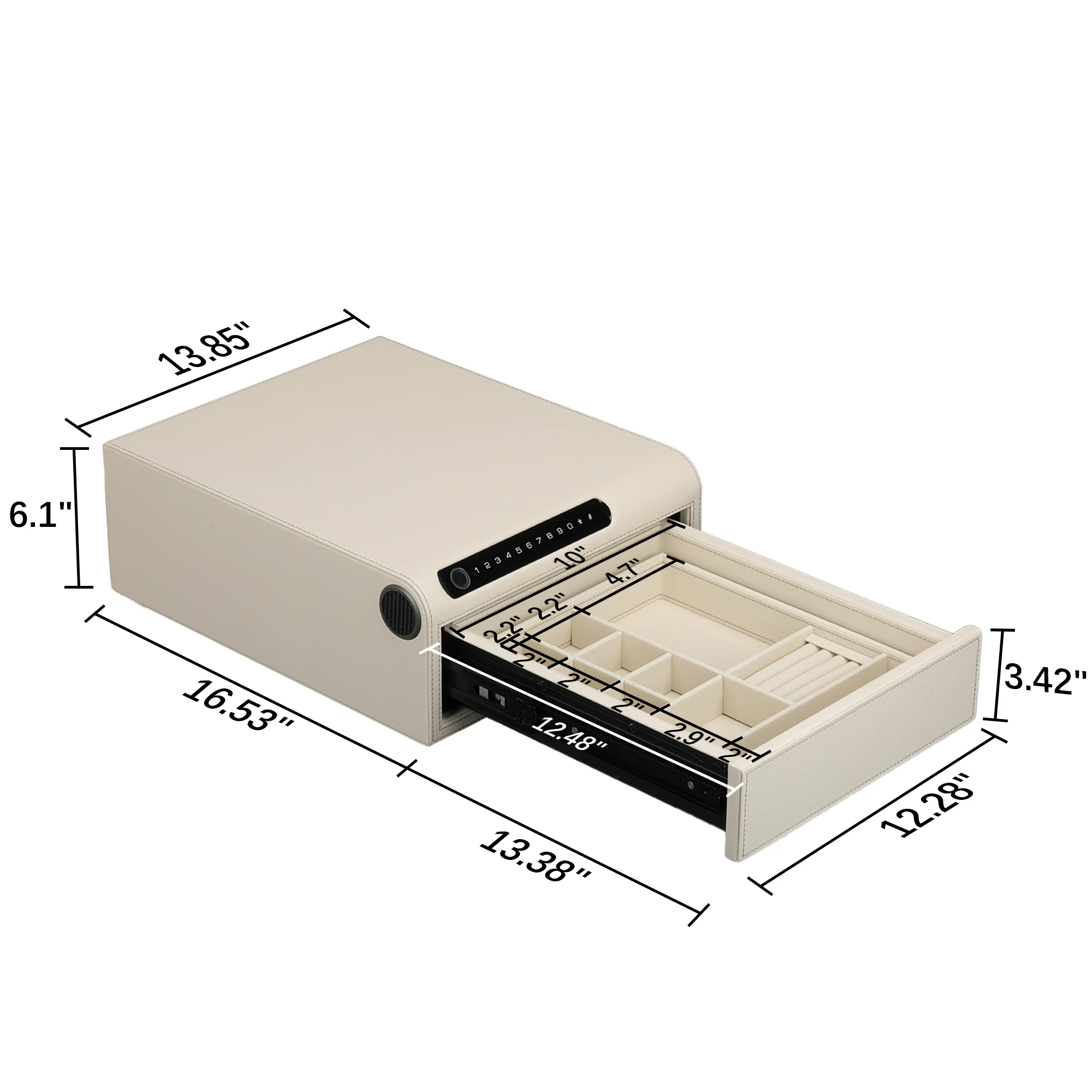 Cassaforte per gioielli con cassetti, cassaforte biometrica per impronte digitali, cassaforte per pistola scorrevole per pistole, cassaforte per riporre gioielli avvolta in pelle