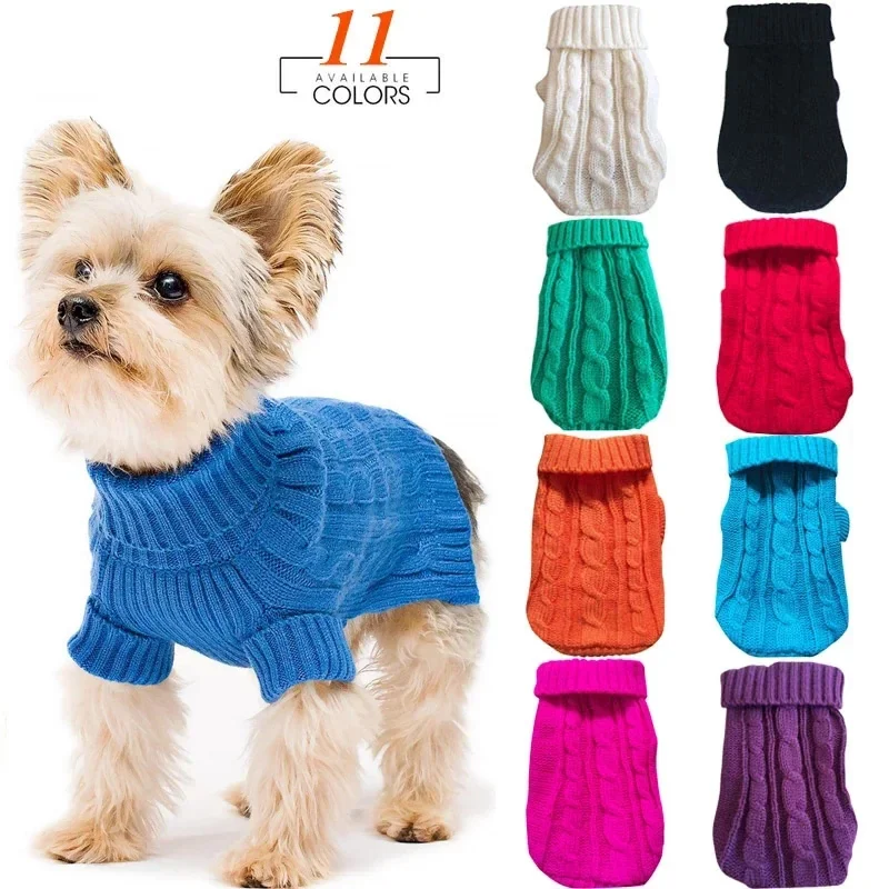 Ropa de invierno de punto para perros pequeños y medianos, suéter para cachorros de Chihuahua, suéter puro para perros Yorkshire