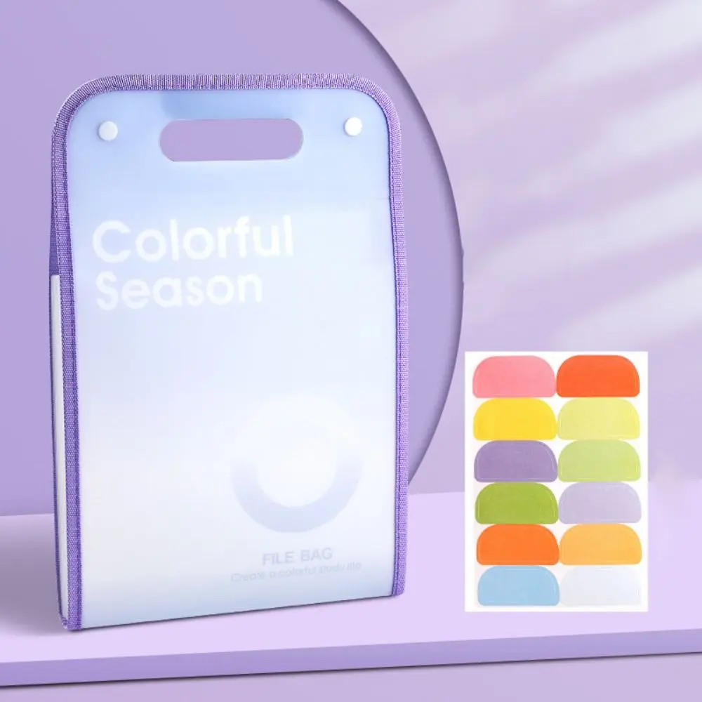 13 Pocket Accordion File Folder Large Capacity Candy Color Multi-layer Organizer Bag Vertical Plastic Test Paper Bag