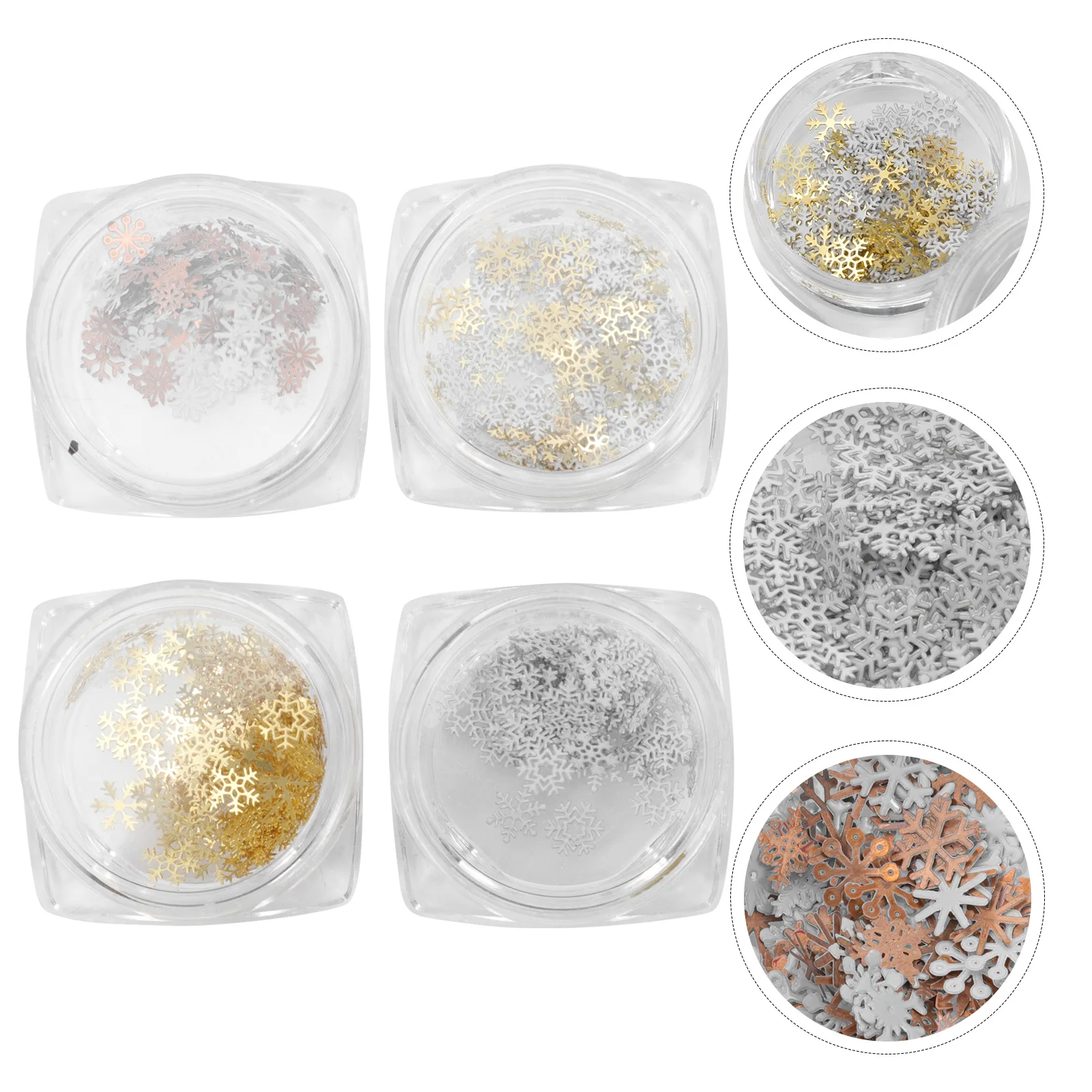 4개입 크리스마스 네일 스티커 메탈 눈송이 빈티지 아트 데칼 여성 소녀 DIY 매니큐어 네일 아트 용품 장식