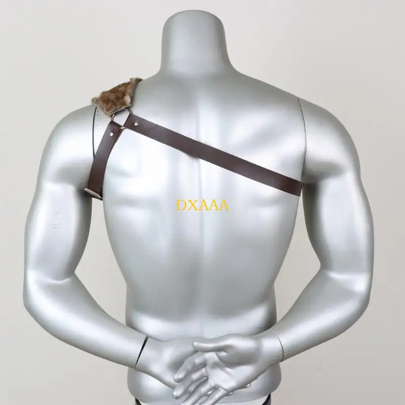 DXAA Men ยามไหล่ในยุคกลางเครื่องหนังขนสัตว์ขนยาว