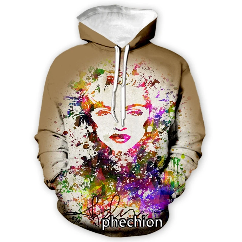 

phechion New Fashion Men/Women Madonna 3D Print Long Sleeve Hoodies Casual Hoodies Men Loose Sporting Pullover A36