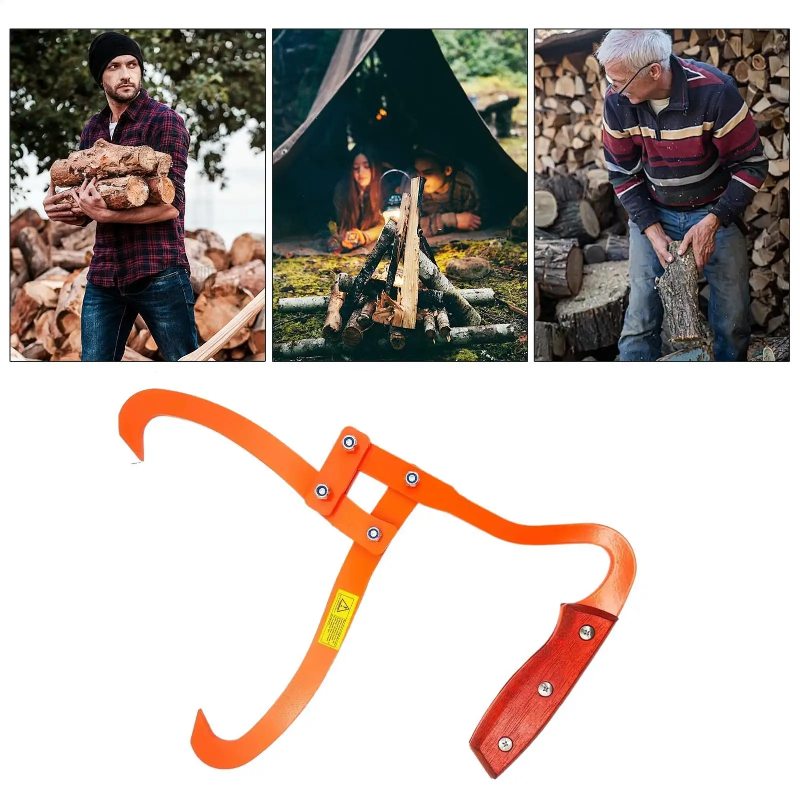 ที่คีบไม้ฟืนแบบหนีบ ทนทาน ไม่ลื่น ทำจากโลหะ สำหรับเตาผิง แคมป์ปิ้ง ใช้ยก ลาก ขนย้าย