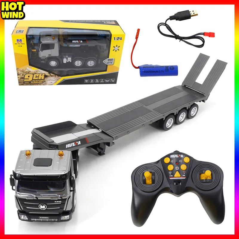 

New Gray White Nine Channel Remote Control Flat Trailer 1:24 Simulation Engineering Car Children's Toy Rc Cars Gift