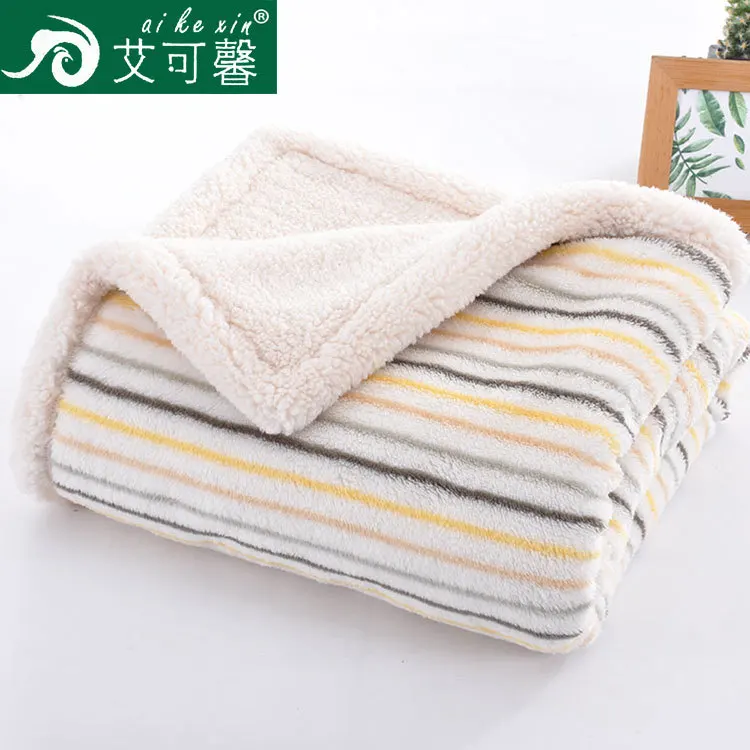 75X100cm Warm and Comfortable Thicken Cotton Blanket Double layer Printed Lamb Wool Winter Blanket for Baby Newborn Children