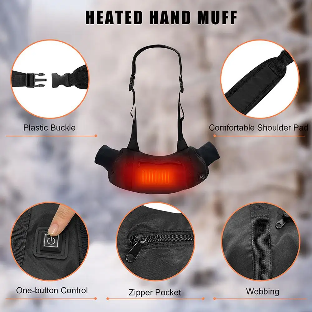 Black Adjustable Temperature Heated Warm Gloves - Hand Warmer Winter Thermal Mittens Relieve Cold Frostbite Outdoor Skiing Gear
