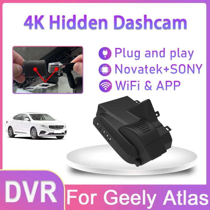 New!4K UHD 2160P Plug and Play WiFi Car DVR Video Recorder Dash Cam For Geely Atlas PRO STAR ZONE,By APP Control,Car Accessories