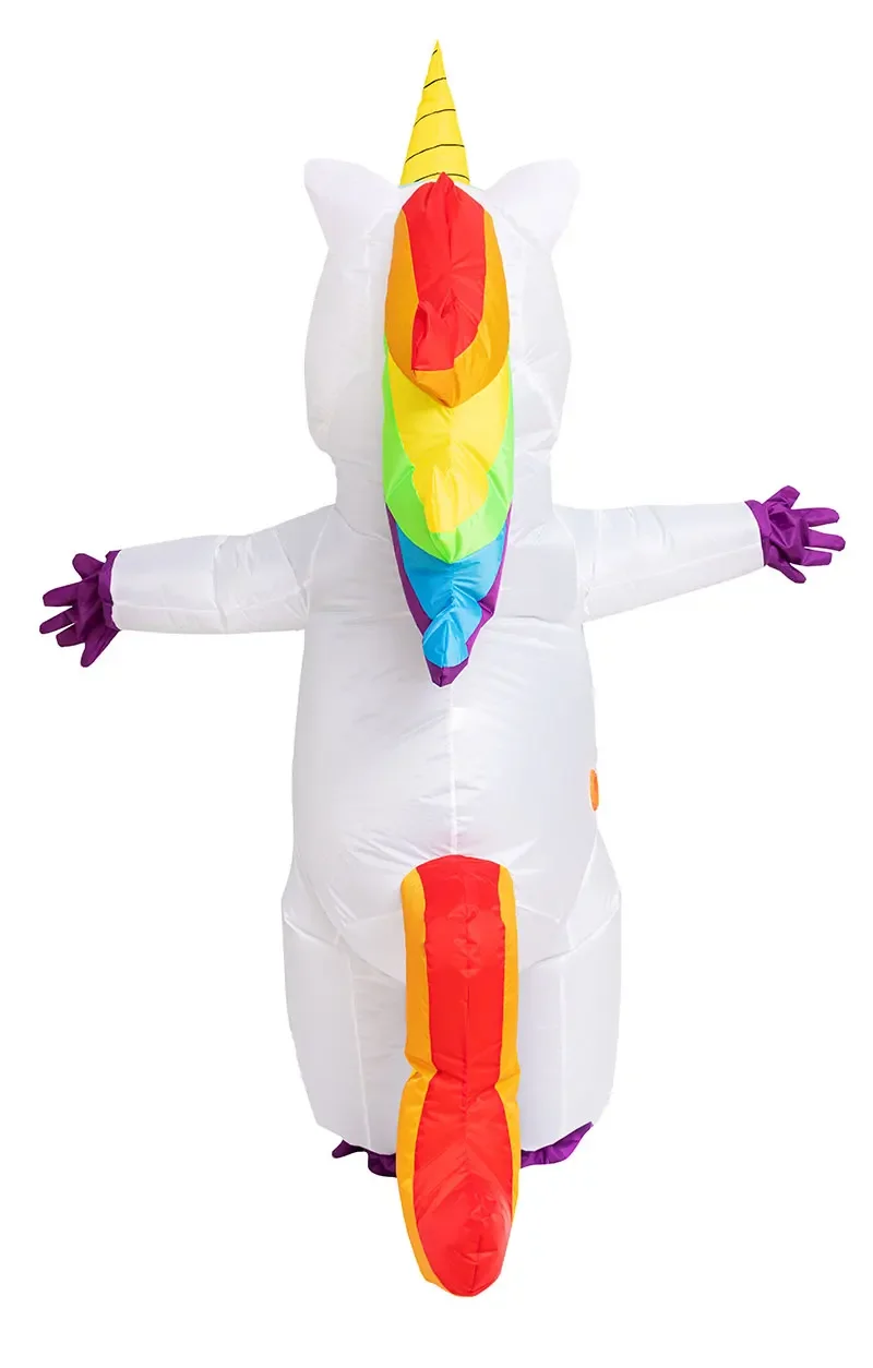 Disfraz de unicornio inflable para adultos y niños, disfraces de arcoíris para Halloween, para hombres y mujeres, para carnaval, mascota, Purim,