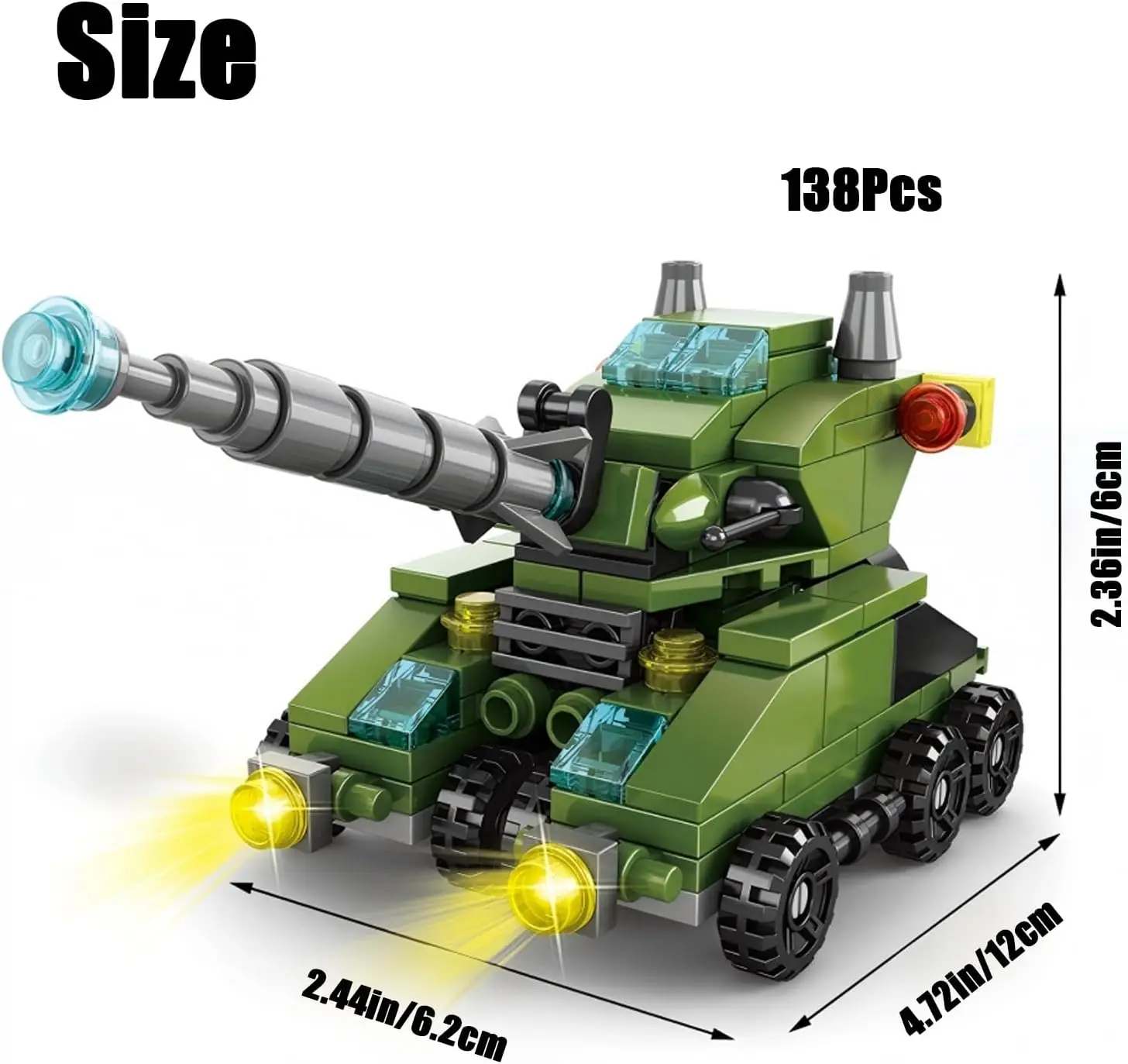 138-Piece Military Building Blocks Set - Army Tank Vehicle Toy with 7 in 1 Transformable Models, STEM Construction Kit for Kids