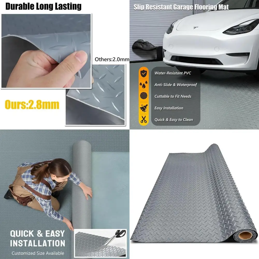 

Thickened PVC Garage Floor Mat - Heavy-Duty Waterproof Non-Slip Protector for Cars, Trailers, SUVs, Basements, and Gyms (5ft x 1