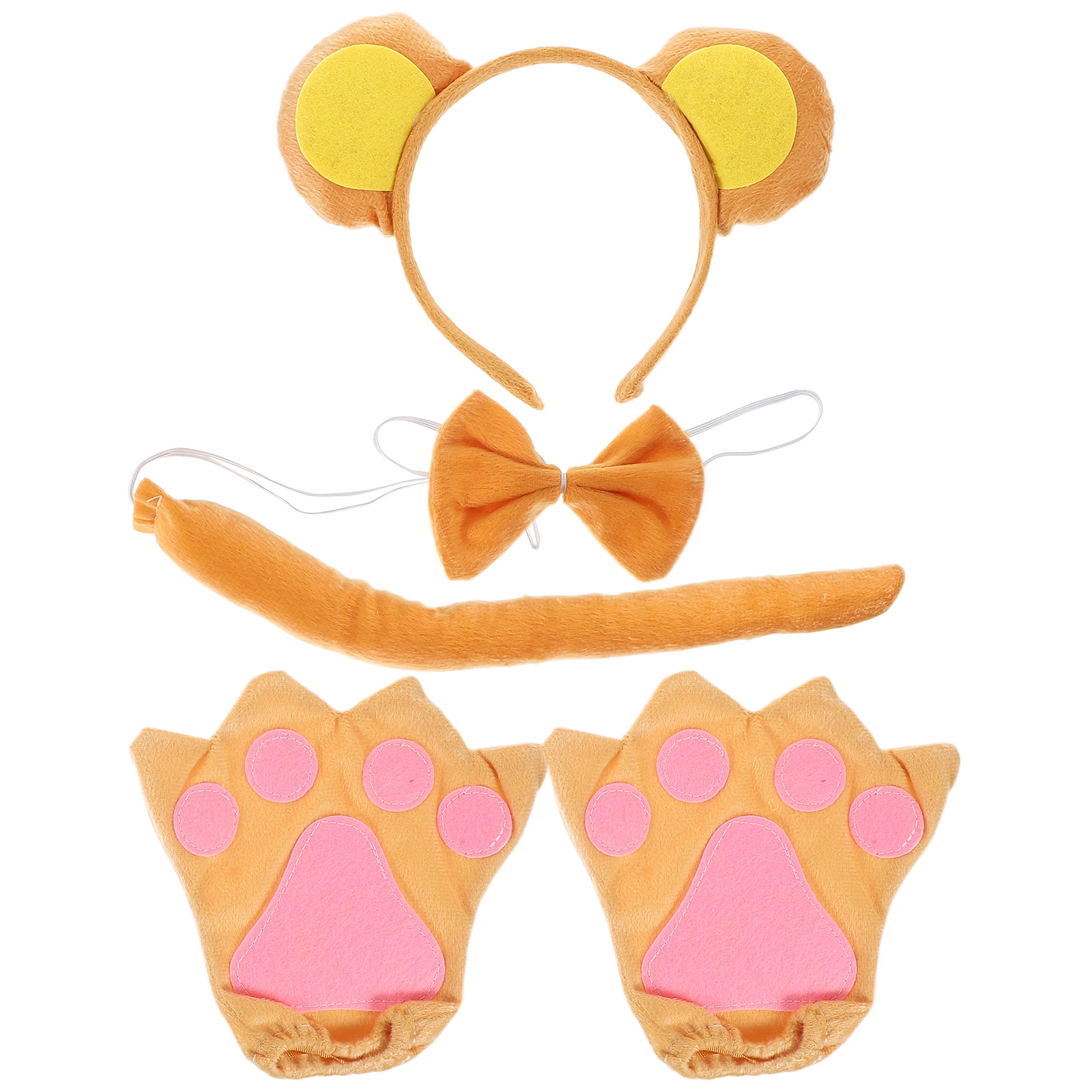 

Three Piece Monkey Headdress PP Cotton Kids Costume Accessories Coffee Color Monkey Ears Tail Bow Tie Gloves Child Birthday