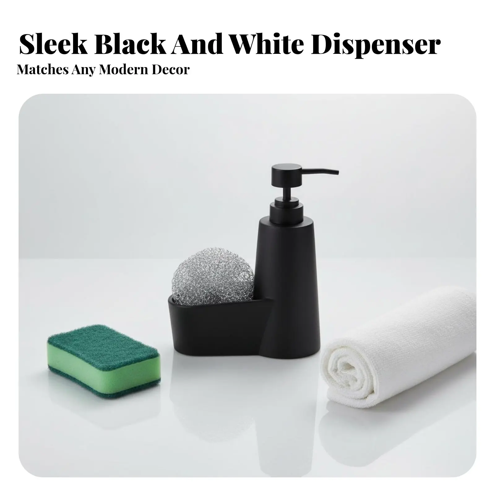 

Дозатор для моющего средства с держателем для губки 2-в-1: универсальный диспенсер для кухонной раковины с подставкой для губки