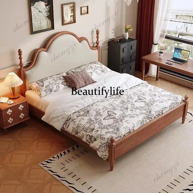 Europen Princess Double Bed Bedroom Organizer Floor Headboards Double Bed Luxury Wooden Modern Cama Box Solteiro