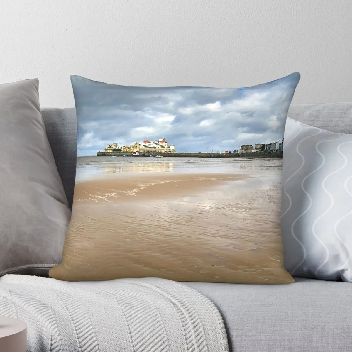 Kingstone Island Weston Super Mare Square Pillowcase Polyester Linen Velvet Pattern Decorative Throw Pillow Case Room Cover