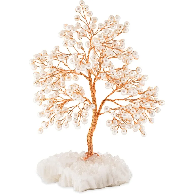 

И УДАЧА Древо жизни фэн-шуй с белой хрустальной основой Home D cor, ручная работа на Бали, средний 8 (жемчуг)