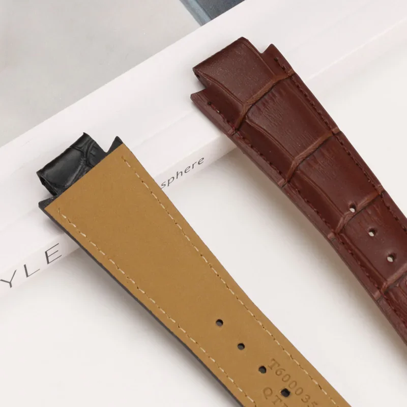 24x14mm Cowhide Leather Watchband For 1853 Tissot T60 Strap Belt L875/975K Series Bracelet Convex End Watch Strap Accessories