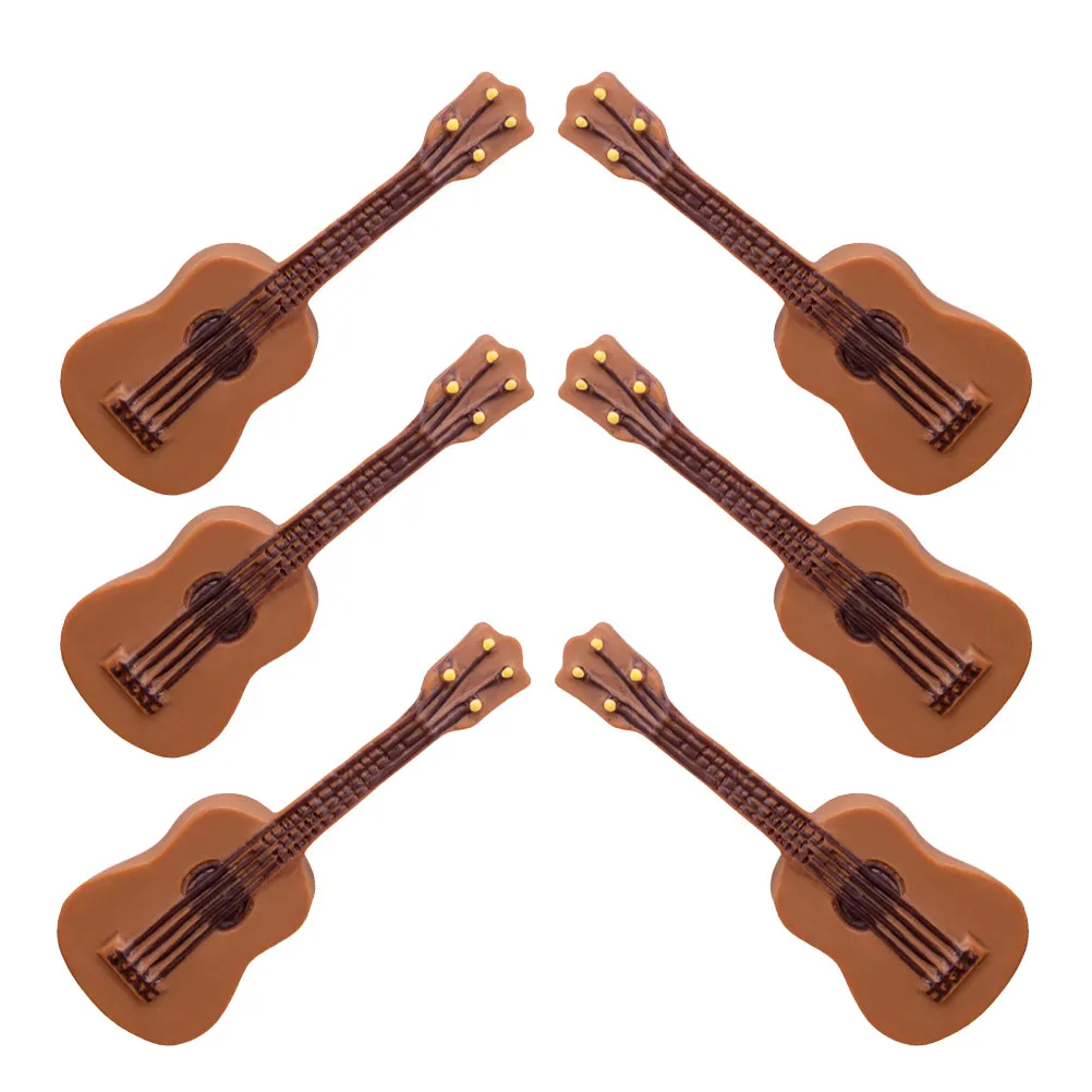 

6Pcs Miniature Guitar Ornaments for Mini House Decoration Realistic Small Guitar Decor Resin Musical Instrument Accessories
