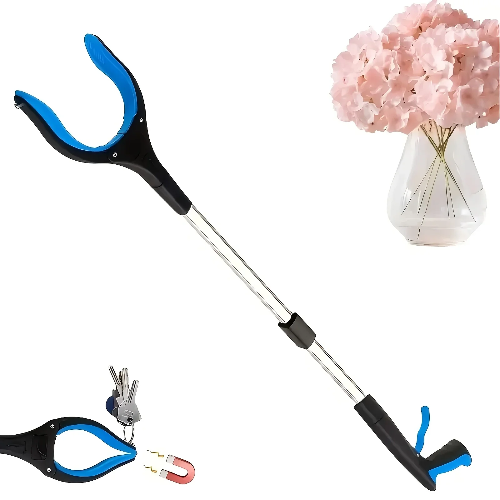 1-Piece Blue Grabber, Foldable Style Grabber Tool, Reacher Tool, Trash Grabber, Lightweight Grabber Suitable for Elderly Use