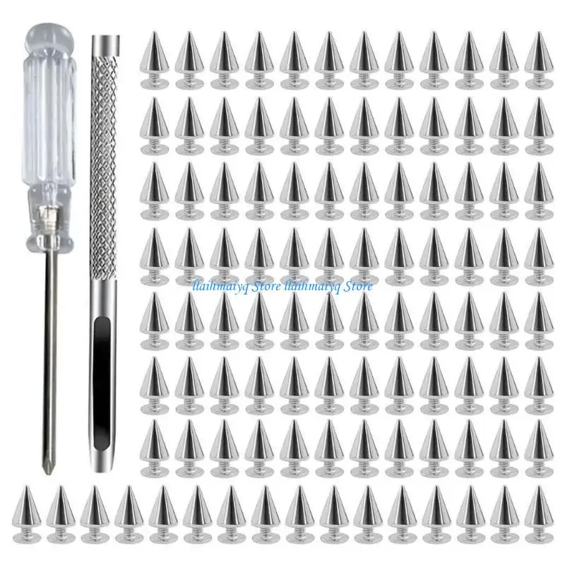 

573B 100pcs Sturdy Metal Spikes for Clothing Jackets and Creative Decoration